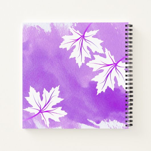 Carnet Aquarelle violette moderne et feuilles d'érable bl (Dos)
