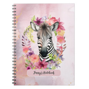 Carnet Aquarelle Zèbre et couronne florale