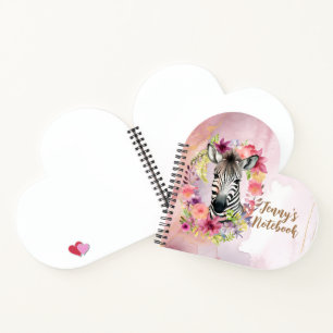 Carnet Aquarelle Zèbre et couronne florale