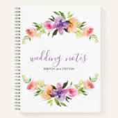 Carnet Aquarelles colorées fleurs couronnes (Devant)