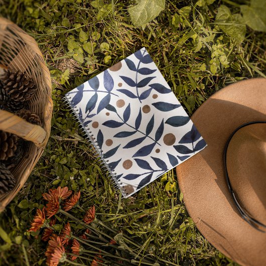 Carnet Aquarelles et baies - indigo et beige