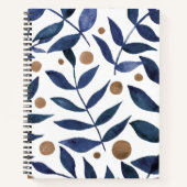 Carnet Aquarelles et baies - indigo et beige (Devant)