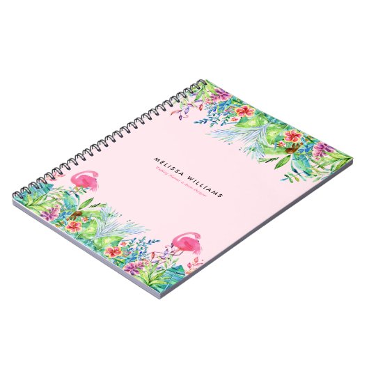 Carnet Aquarelles Fleurs tropicales et flamants roses (Côté gauche)