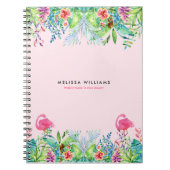 Carnet Aquarelles Fleurs tropicales et flamants roses (Devant)