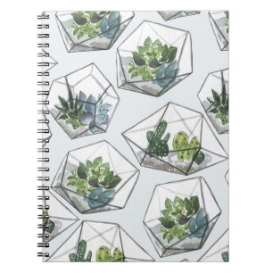 Carnet Aquariums Succulents Aquarelle Motif sans couture