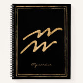 Carnet Aquarius martelé or stylisé symbole astrologique n (Devant)