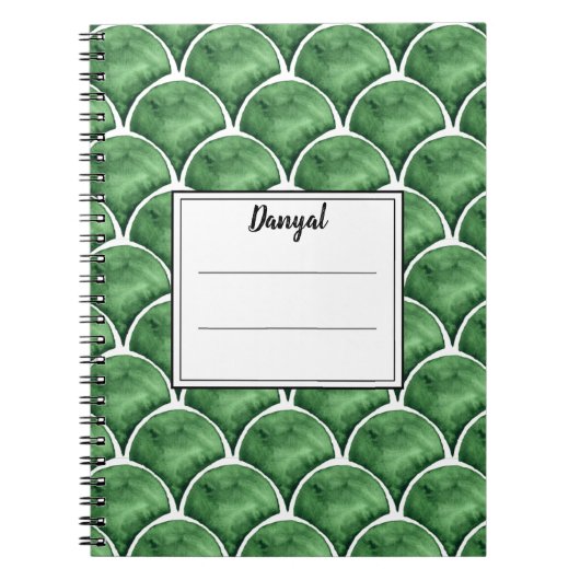Carnet Arabesque Aquarelle Verte  (Devant)
