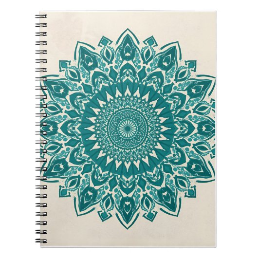 Carnet Arabesque Mandala Art - Turquoise & Turquoise géom (Devant)