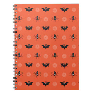 Carnet Araignée d'Halloween, chauve-souris et motif de co