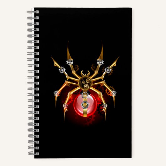 Carnet Araignée steampunk sur fond noir (Recto)