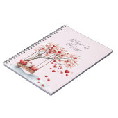 Carnet Arbre à coeurs rouges Balançoire Câlins Baisers (Côté gauche)