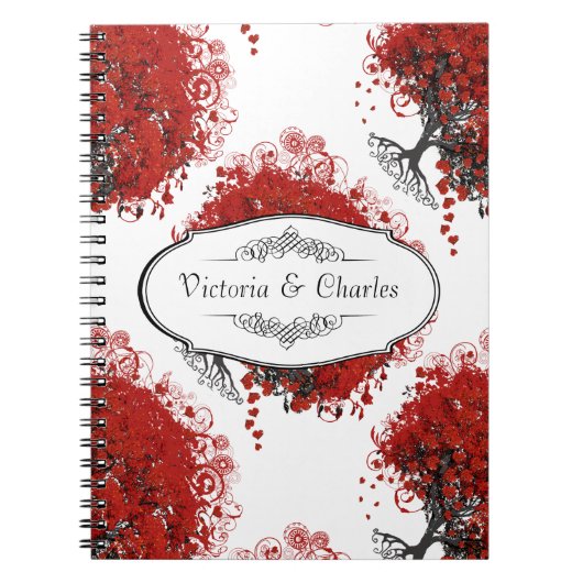 Carnet Arbre à feuilles de coeur rouge (Devant)