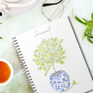 Carnet Arbre citronnier dans un pot de style chinoiserie 
