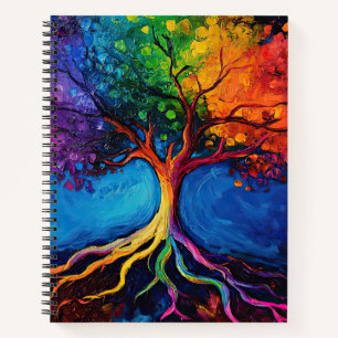 Carnet Arbre coloré de la vie Racines Connaissance Sagess