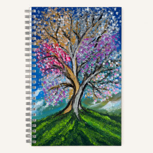 Carnet Arbre Coloré - œuvre d'art faite main