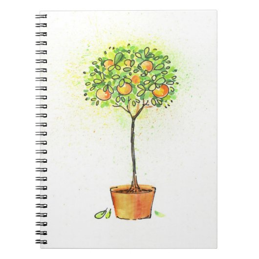 Carnet Arbre d'agrume peint d'aquarelle dans le pot (Devant)