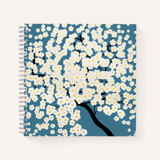 Carnet Arbre d'art à fleurs blanches qui fleurissent (Devant)