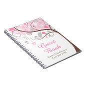 Carnet Arbre de coeurs d'oiseaux Fête de mariage rose (Côté Droit)
