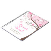 Carnet Arbre de coeurs d'oiseaux Fête de mariage rose (Côté gauche)
