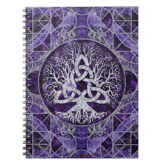 Carnet Arbre de la vie avec l'améthyste et l'argent de (Devant)