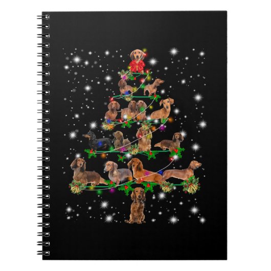 Carnet Arbre De Noël De Dachshund Couvert De Lampe De Feu (Devant)