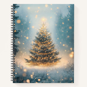 Carnet Arbre de Noël de la forêt enneigée magique d'hiver
