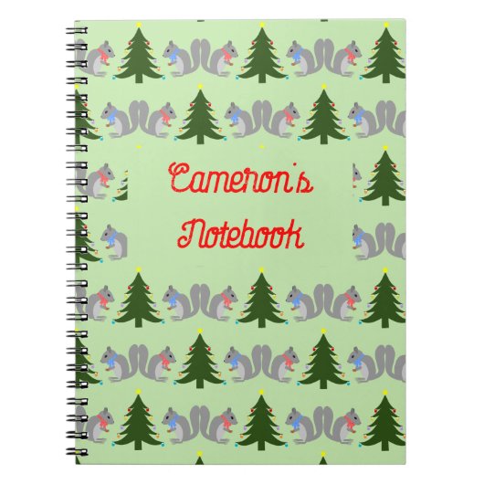 Carnet Arbre de Noël décorant écureuils sur mesure (Devant)