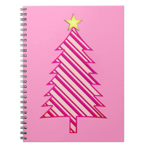 Carnet Arbre de Noël moderne en Pink Peppermenthe
