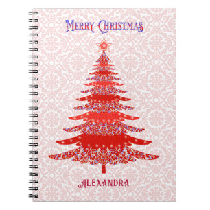 Carnet Arbre de Noël moderne Rouge Flakes de neige person