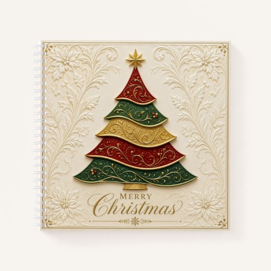 Carnet Arbre de Noël orné d'émail doré (Devant)
