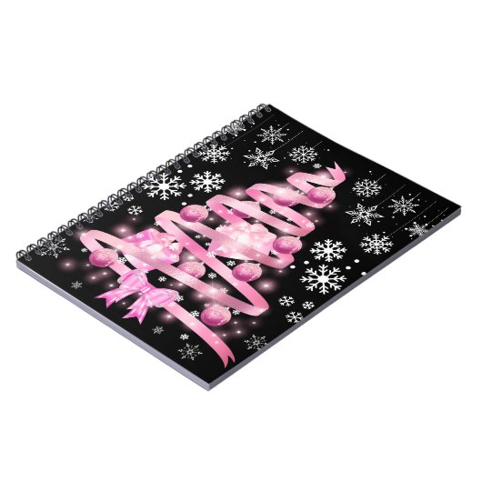 Carnet Arbre de Noël rose pâle blanc Snowflake (Côté gauche)