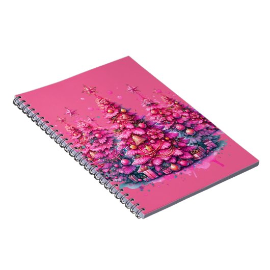 Carnet Arbre de Noël rose tendance Preppy esthétique (Côté Droit)