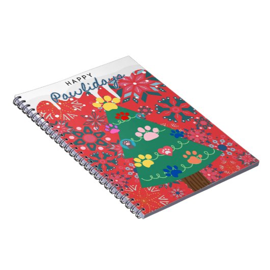 Carnet Arbre de Noël rouge aux pattes ornementées (Côté Droit)