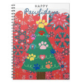 Carnet Arbre de Noël rouge aux pattes ornementées (Devant)