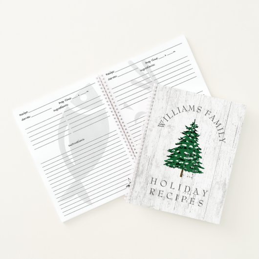 Carnet Arbre de Noël Rustique Patiné Bois Recette de fami (Intérieur)