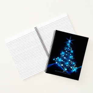 Carnet arbre de Noël stylisé SlipperyJoe bleu brillant s