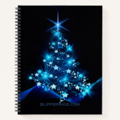Carnet arbre de Noël stylisé SlipperyJoe bleu brillant s (Devant)