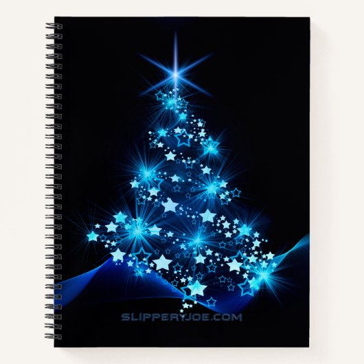 Carnet arbre de Noël stylisé SlipperyJoe bleu brillant s (Devant)