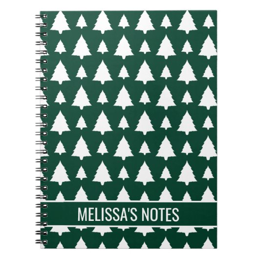 Carnet Arbre de Noël vert et blanc Motif et texte (Devant)