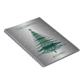 Carnet Arbre de Noël vert Nom personnalisé Argent (Côté Droit)
