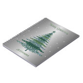 Carnet Arbre de Noël vert Nom personnalisé Argent (Côté gauche)