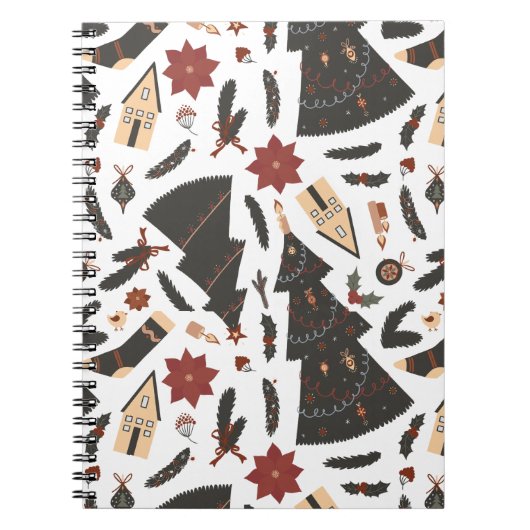 Carnet Arbre de Noël Vintage Poinsettia (Devant)