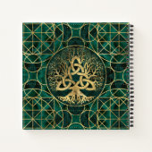 Carnet Arbre de vie avec Triquetra Malachite et Or (Dos)