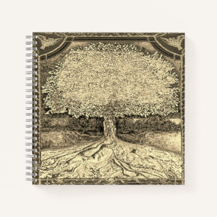 Carnet arbre de vie en or