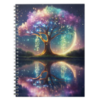 Arbre de vie magique avec étincelles la nuit