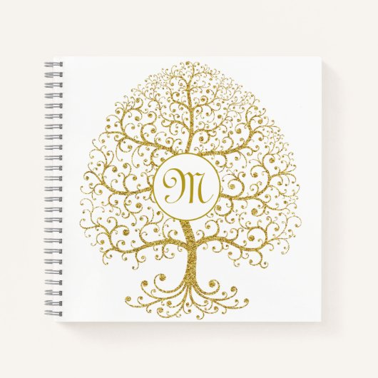 Carnet Arbre de vie Monogramme Or moderne Luxe (Devant)