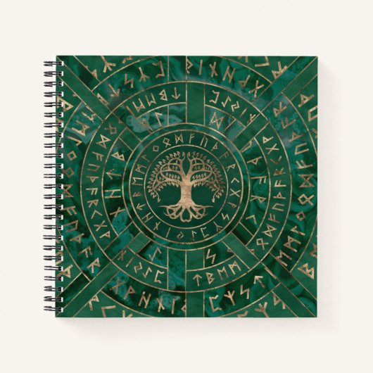 Carnet Arbre de vie - Yggdrasil et Futhark - Malachite (Devant)