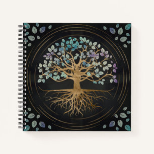 Carnet Arbre de vie - Yggdrasil - Or & Texture Peinte