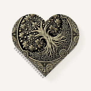 Carnet Arbre d'or de la vie Antique Rustique