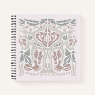Carnet Arbre oiseau Dessin à main levée Abstrait Symétriq